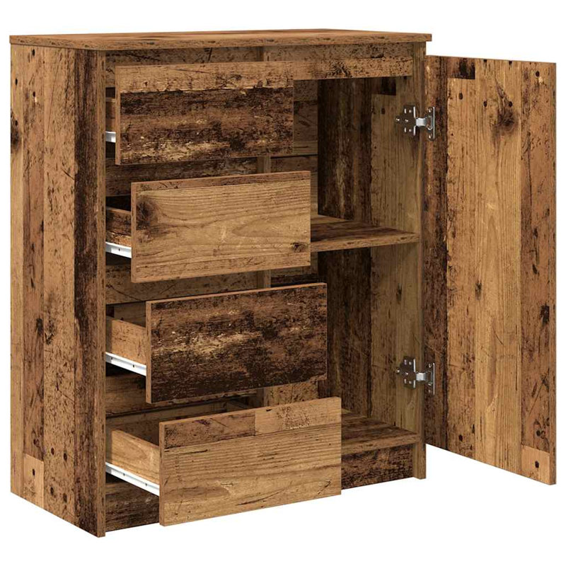 Sideboard With Drawers 71X35x84 Cm Engineered Wood, Old Wood