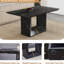 Table de salle à manger à motif de marbre noir 63 po x 35,4 po avec 4 chaises en tissu de lin gris - utilisation spacieuse et élégante de l'espace moderne-2080035037-2080035036