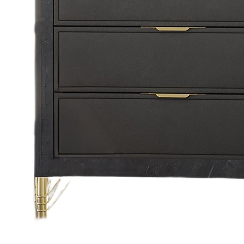 Commode haute Semy, stratifié marbre gris anthracite, or