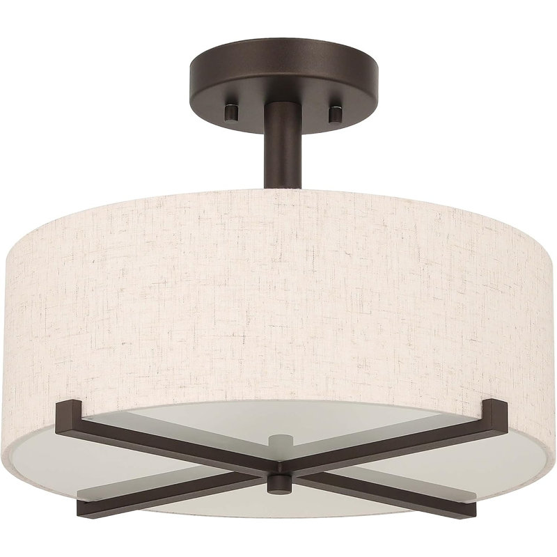 Fabric Semi Flush Mount, Bronze