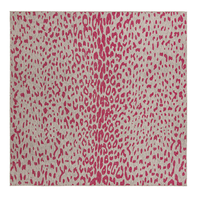 Pink Gray Samburu Indoor/Outdoor Safari Rug, Square 10'