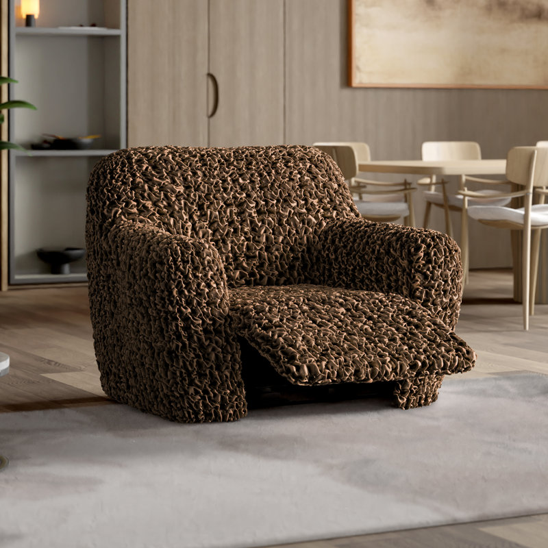 Housse extensible pour fauteuil inclinable - Design exclusif et doux au toucher - Collection Fuco, Brun