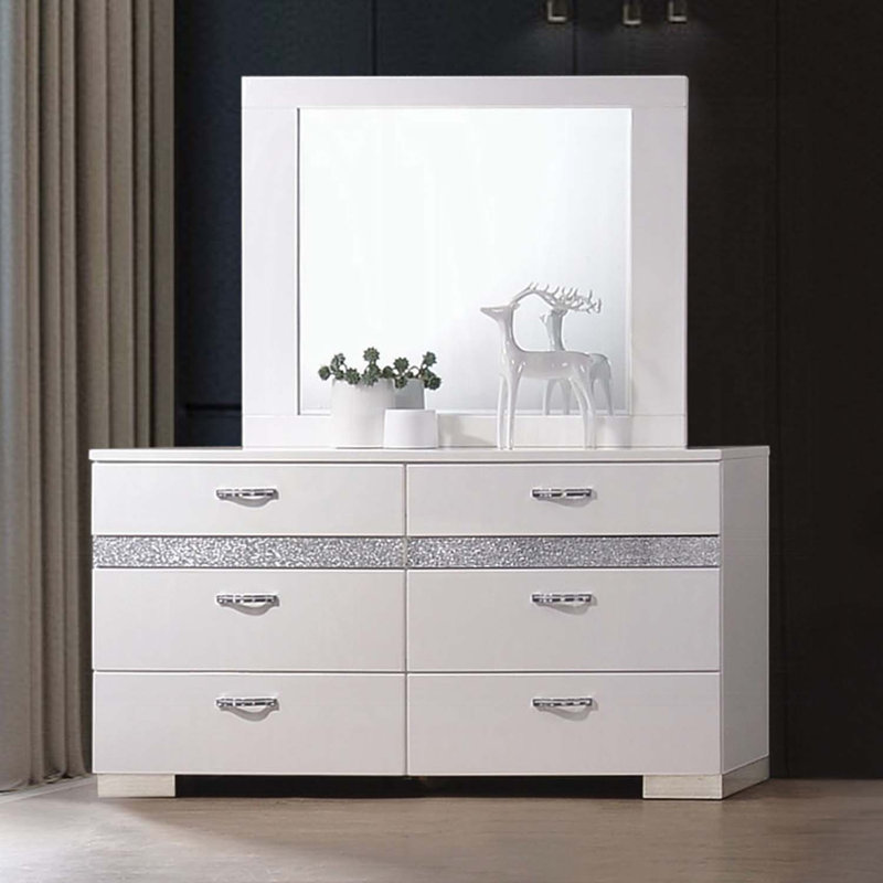 Miroir Naima II 46 po x 37 po, finition brillante blanche