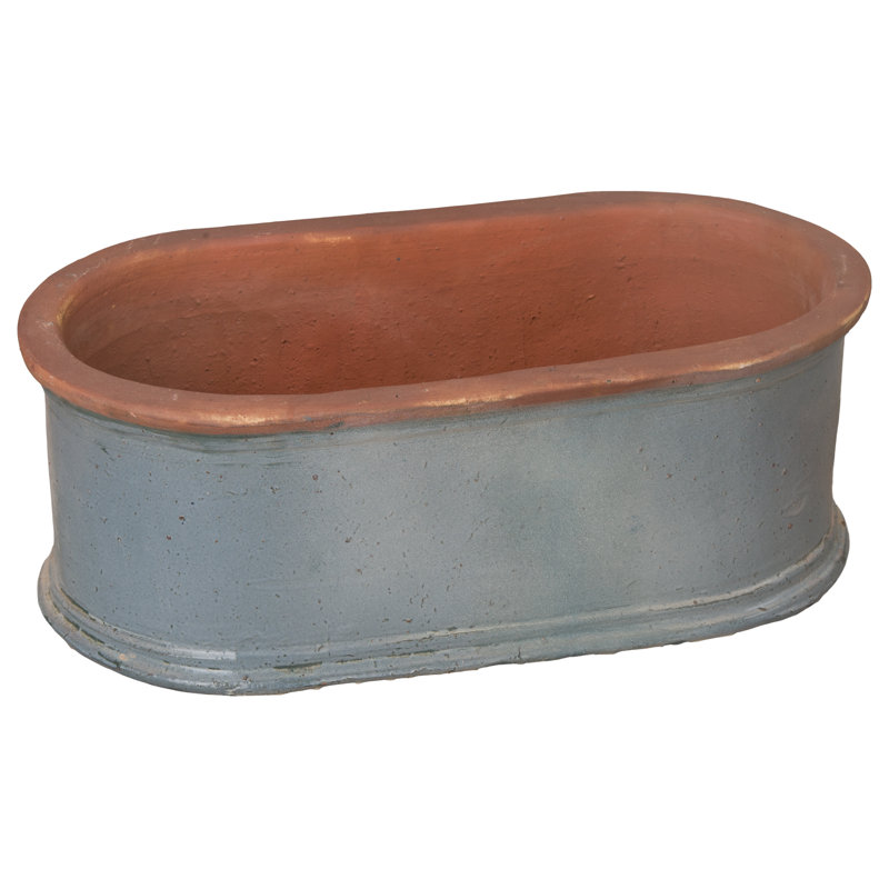 Window Box Handmade Ceramic Planter, Blue, 15" H x 28.5" W x 15" D