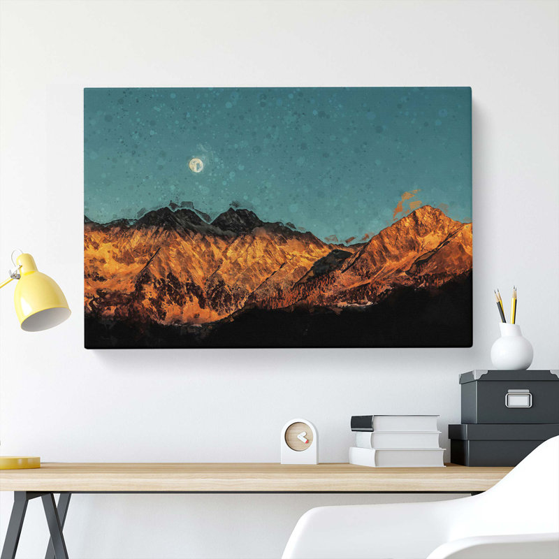 Moon over South Tyrol in Italy in Abstract - Wrapped Canvas, 60cm H x 91cm W x 3cm D