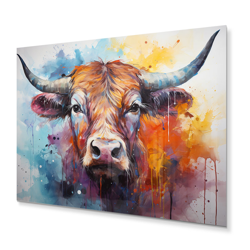 Cow Cow Majestic Bovine Collage I - reproduction sur métal, H 12 po x l 20 po x P 1 po
