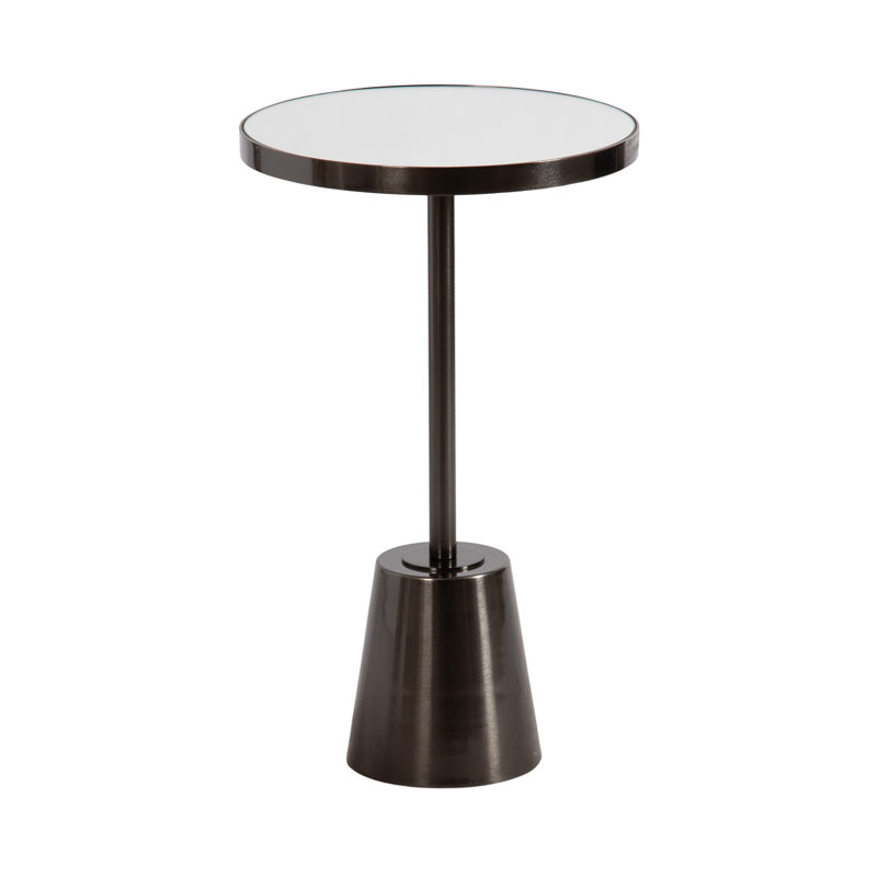 Hardeman Genuine Marble Pedestal End Table, Silver