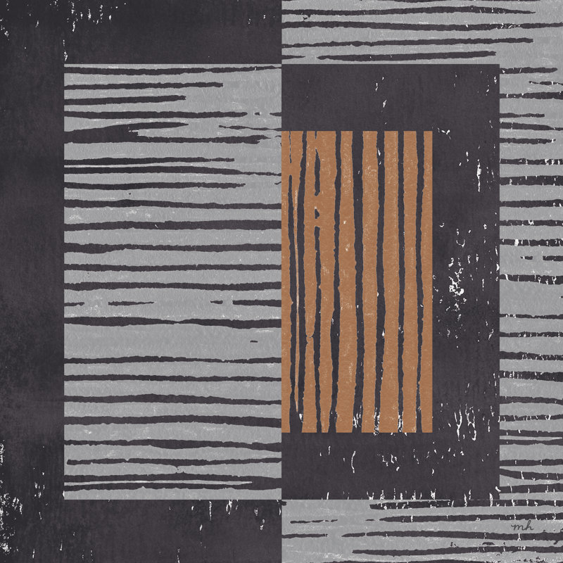 Primitive II gris, H 30 po x l 30 po, Non, Cadre simple blanc