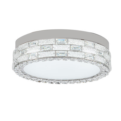 Elegance - Integrated LED Flush Mount - Chrome Finish - Crystal Glassware Diffuser Shade