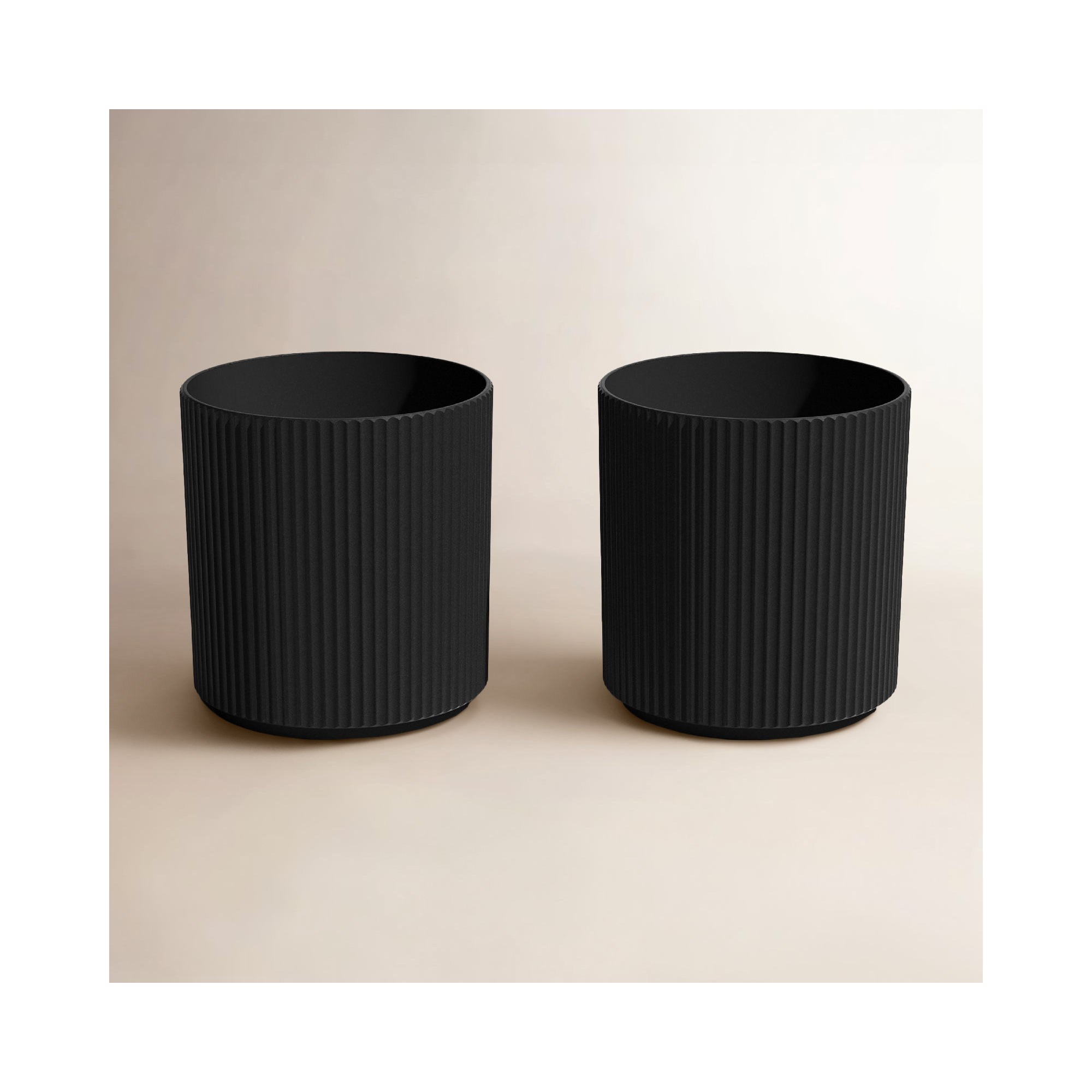 Demi Series Round Planter, 2, Black, 19.75" H x 18.5" W x 18.5" D
