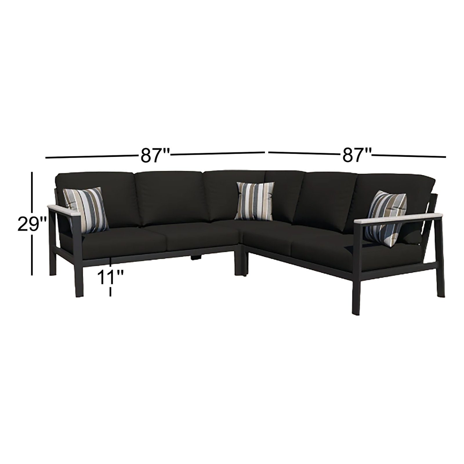 Townsend 87" Sunbrella® Patio Sectional, Canvas Black Sunbrella® Canvas