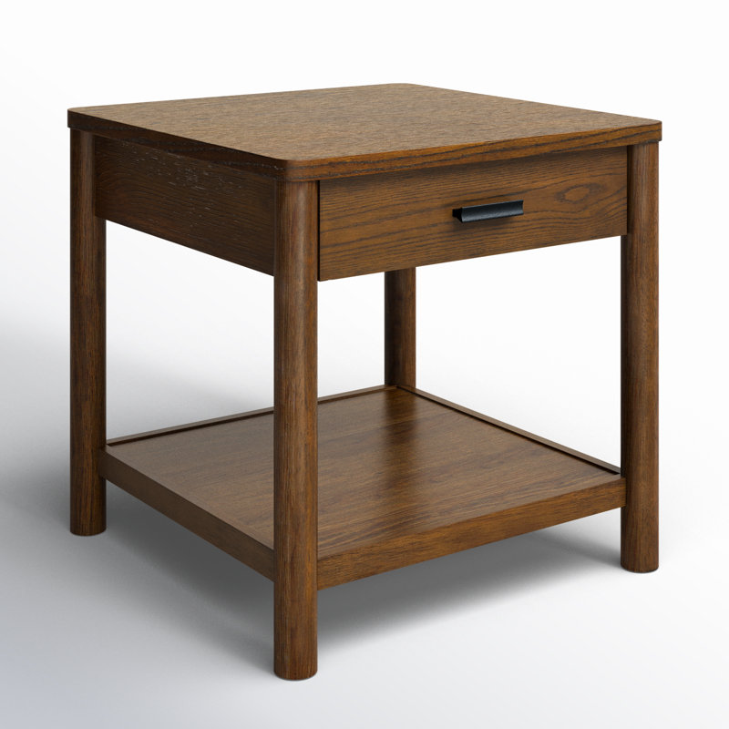 Jaylessa Wood 1 Drawer End Table, Medium Oak