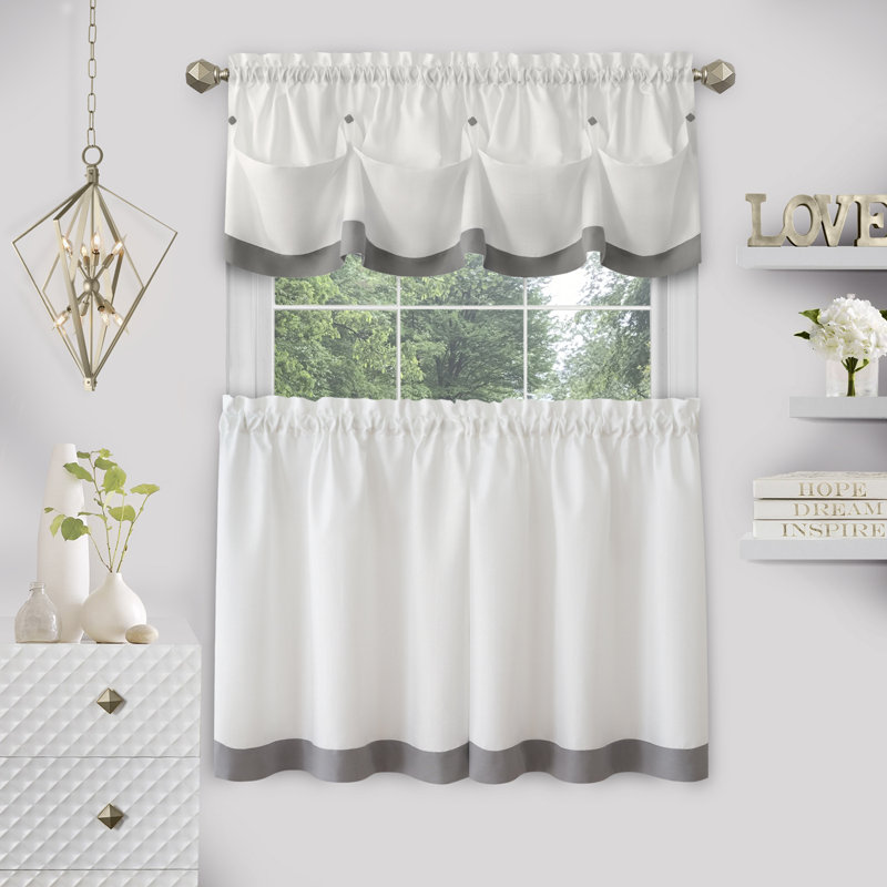 Rideau de cuisine sur mesure Lana, H 24 po x l 58 po, Gris