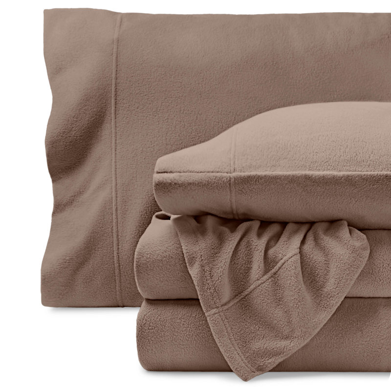 Ensemble de draps en molleton polaire ultra doux de qualité supérieure, Ensemble de literie pour très grand lit divisé, Taupe