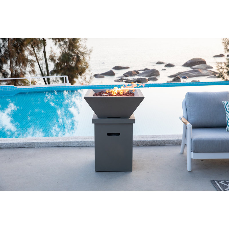 Rockland 27" Square Fire Bowl with Pedestal Base, Light Gray, Natural Gas