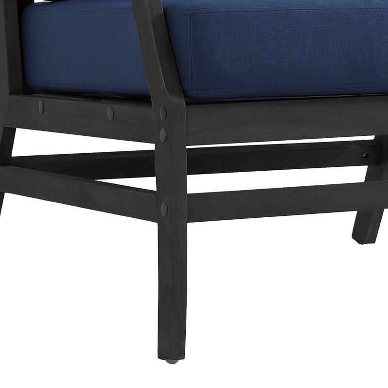 Ensemble de patio extérieur en teck pour deux personnes avec coussins et table d'appoint Polett, 3 pièces: 2 chaises, table