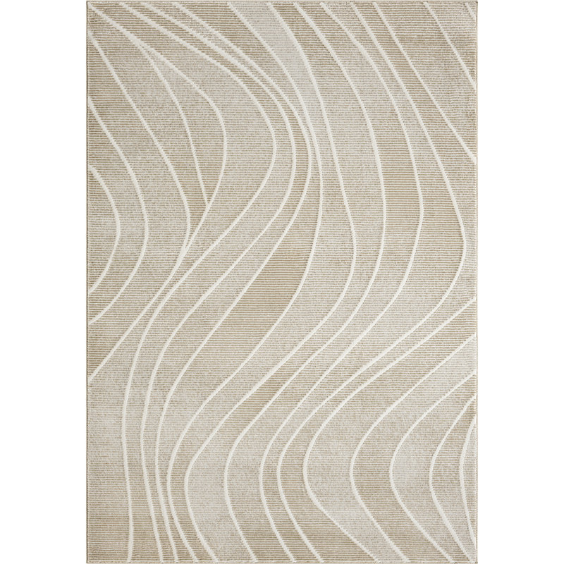 Abani Rugs Malynn PDE140A Machine Washable Whispering Swirls Cream Area Rug, Rectangle 5'3" x 7'7"