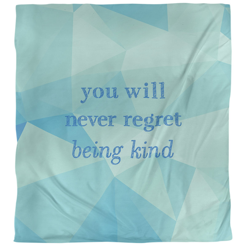 Housse de couette simple be kind quote, Housse de couette pour très grand lit, Bleu zircon