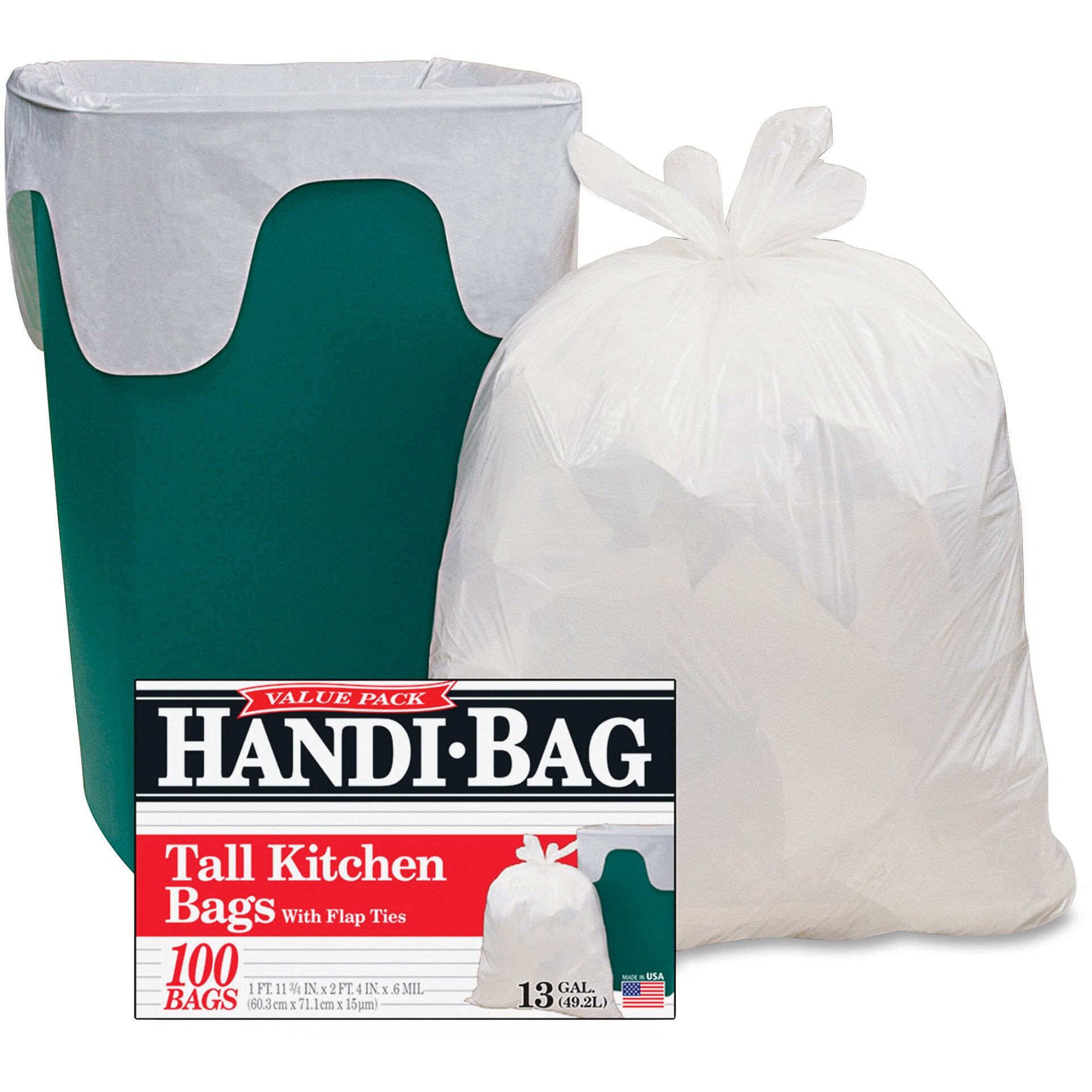 simplehuman Code N Custom Fit Drawstring Trash Bags, 100 Count, 45-50 Liter  / 12-13 Gallon, White
