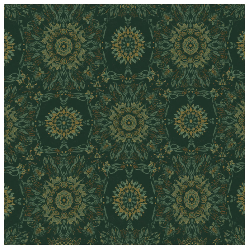 Floral Mandala Pattern Bath Mat, 34in W x 21in L
