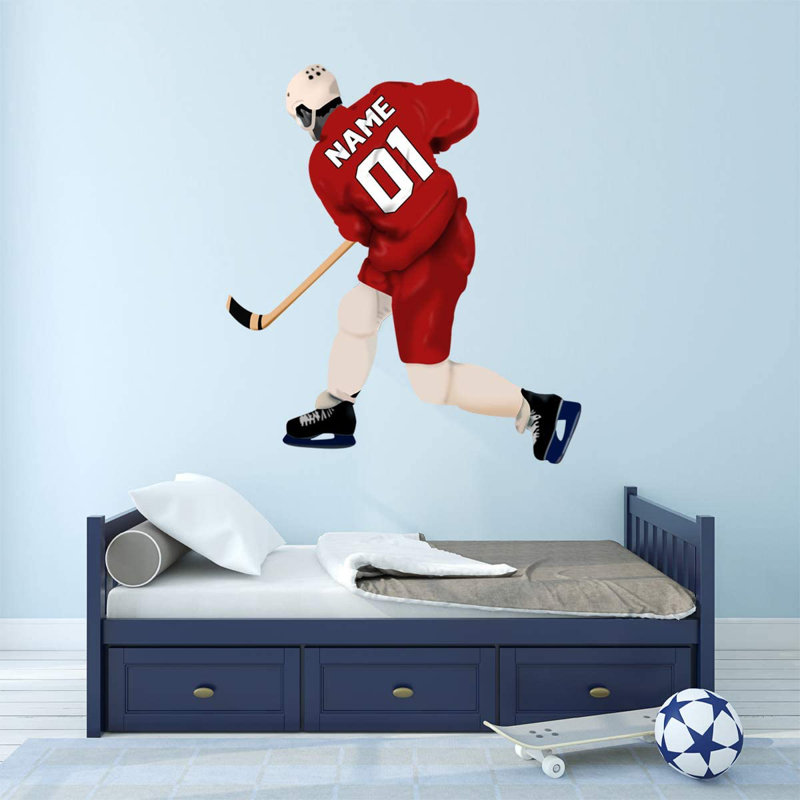 Adhésif décoratif hockey, H 32 po x l 28 po, Oui, Rouge