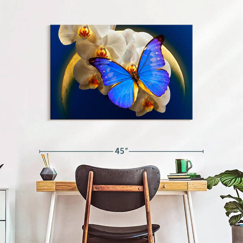 Moonlit Morpho Butterfly, 26" H x 39" W