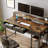 Computer Desk with Power Outlets & LED Light with 3 Drawers and Storage Shelves, Writing Desk with Monitor Stand, Rustic Brown
