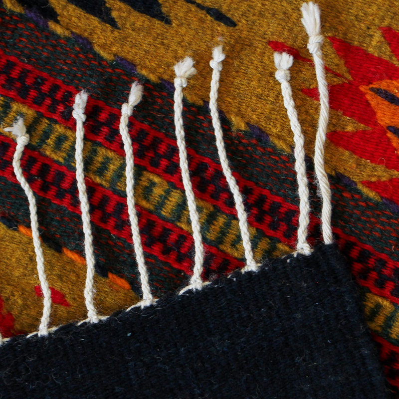 Wool Abstract Area Rug in Red/Black