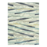 Diffinity Wool Abstract Area Rug in Light Gray/Dark Blue/Light Yellow