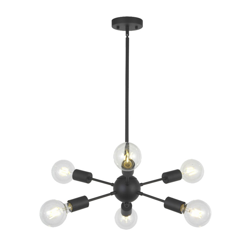 Natale 6 - Light Dimmable Sputnik Sphere Chandelier, Black