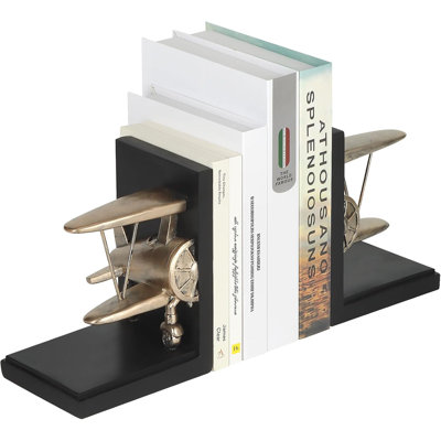 Airplane Decor Pilot Gifts For Men,Airplane Propeller Bookends Set For Aviation Lovers,Rustic Home Accessories Office Tudy Room Library Desktop Bookshelf