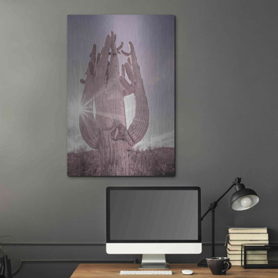 «Dusty Desert Saguaro» par Nathan Larson, art mural en métal, 16 po x 24 po