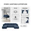 Canapé modulaire en forme de U 132 po Corduroy Cloud, sans assemblage, avec méridienne et porte-gobelets, bleu, 4 places-504225375