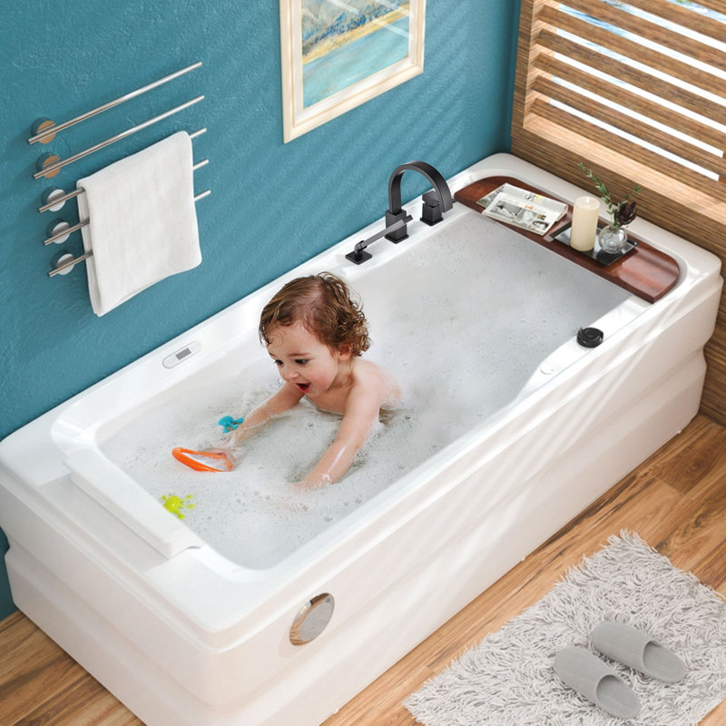 Ensemble de robinet de baignoire romaine avec valve brute, Noir mat