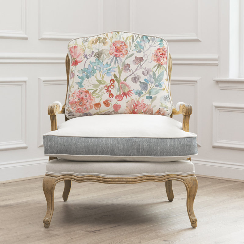 Upholstered Linen and Cotton Armchair, Brown