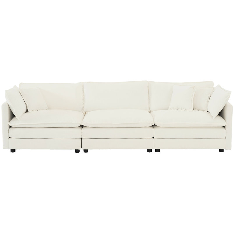 Salon blanc - Chenille haute et structure en bois massif 3: Revêtement en blanc, atmosphère douillette