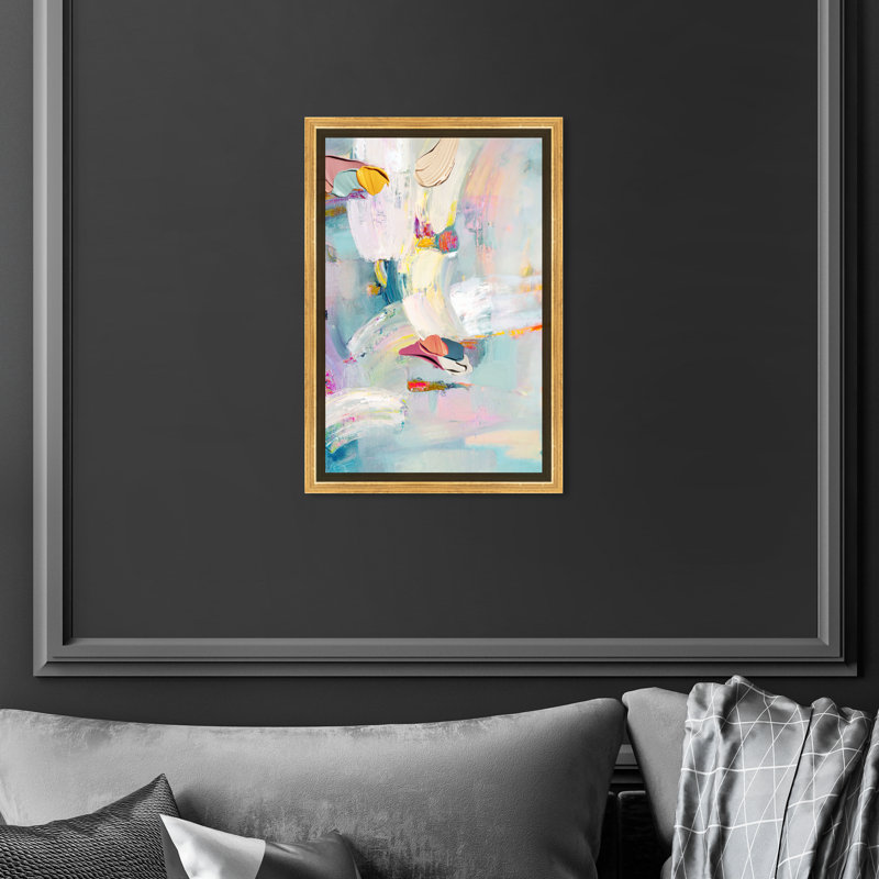 Sunny Chicago - peinture sur toile, Toile avec cadre or, H 15 po x l 10 po