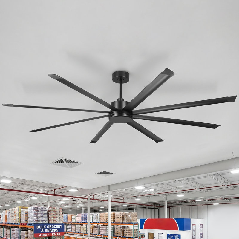 120" Industrial Black Aluminum HVLS Ceiling Fan Without Light, Large Windmill Ceiling Fan Without Light