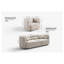 Canapé 3 places moderne en bouclette avec accoudoirs carrés, canapé rembourré beige pâle pour salon