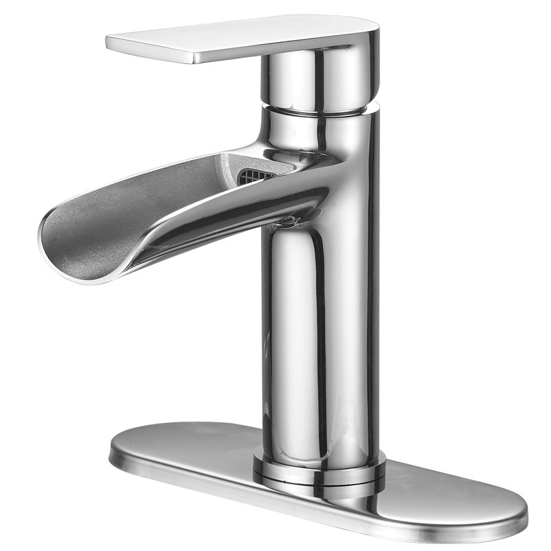 Waterfall Single Handle Single Hole Farmhouse Bathroom Faucet, Polished Chrome