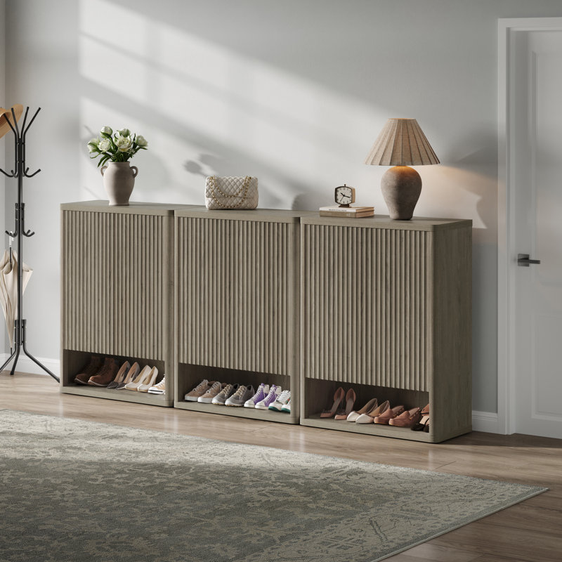 Cesiro 24-Pair Shoe Storage Cabinet, Gray Alder, Individual