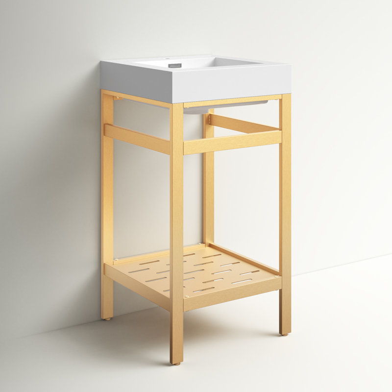 Ensemble de meuble-lavabo simple 18 po Irven, Or brossé, Blanc, Blanc