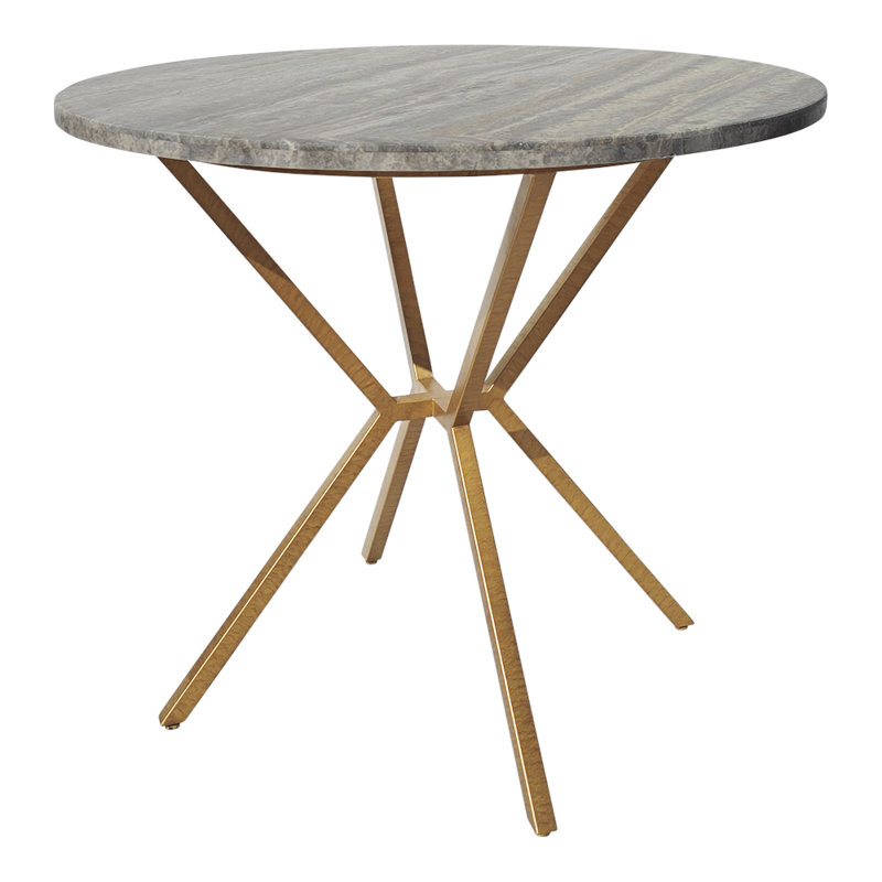Vito's Round Stone Dining Table, Dark Gray/Gold