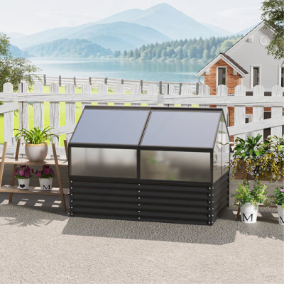 Large Greenhouse And Raised Flower Bed For Outdoors Plant Vegetable Box 68.7" X 45" X 51.5"