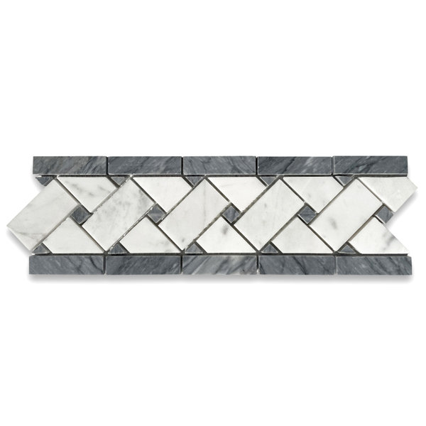 4" x 12" Marble Basketweave Mosaic Wall & Floor Tile