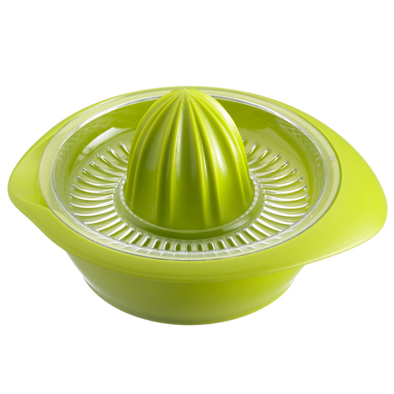 Green Polypropylene Manual Citrus Juicer with Transparent Strainer
