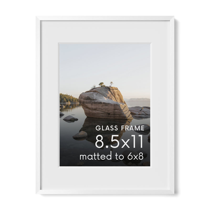 Cadre photo en métal avec verre, Blanc, L 8,5 po x H 11 po