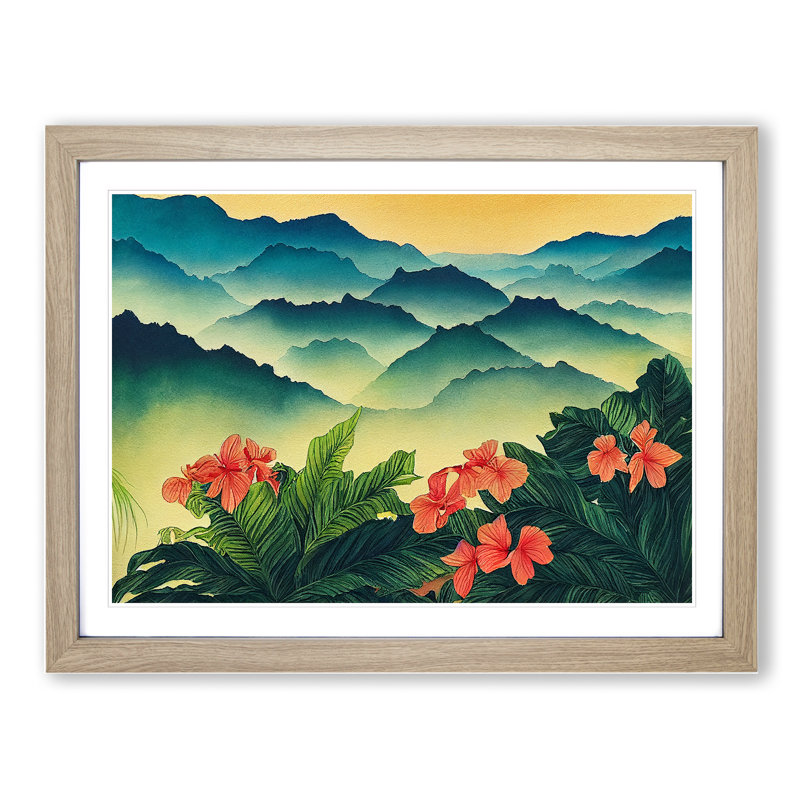 Amazing Mountains - Framed Print, 25cm H x 34cm W x 2cm D, Oak Framed