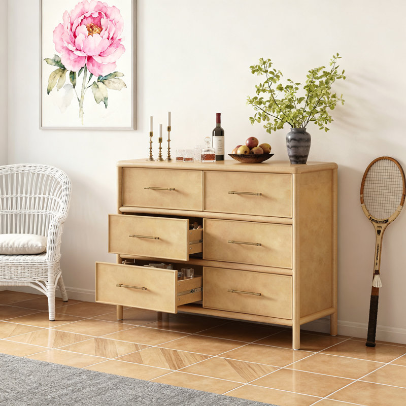 Armoire de rangement 6 tiroirs, Naturel