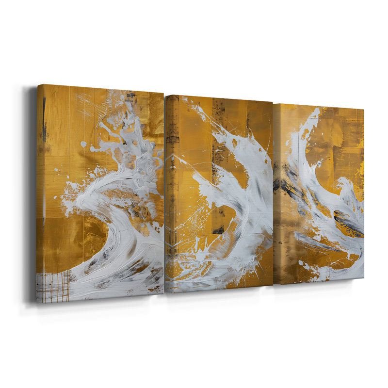 ABSTRACT Series CDXLV III - Toile tendue sur mesure avec châssis - 3 pièces, H 60 po x l 120 po